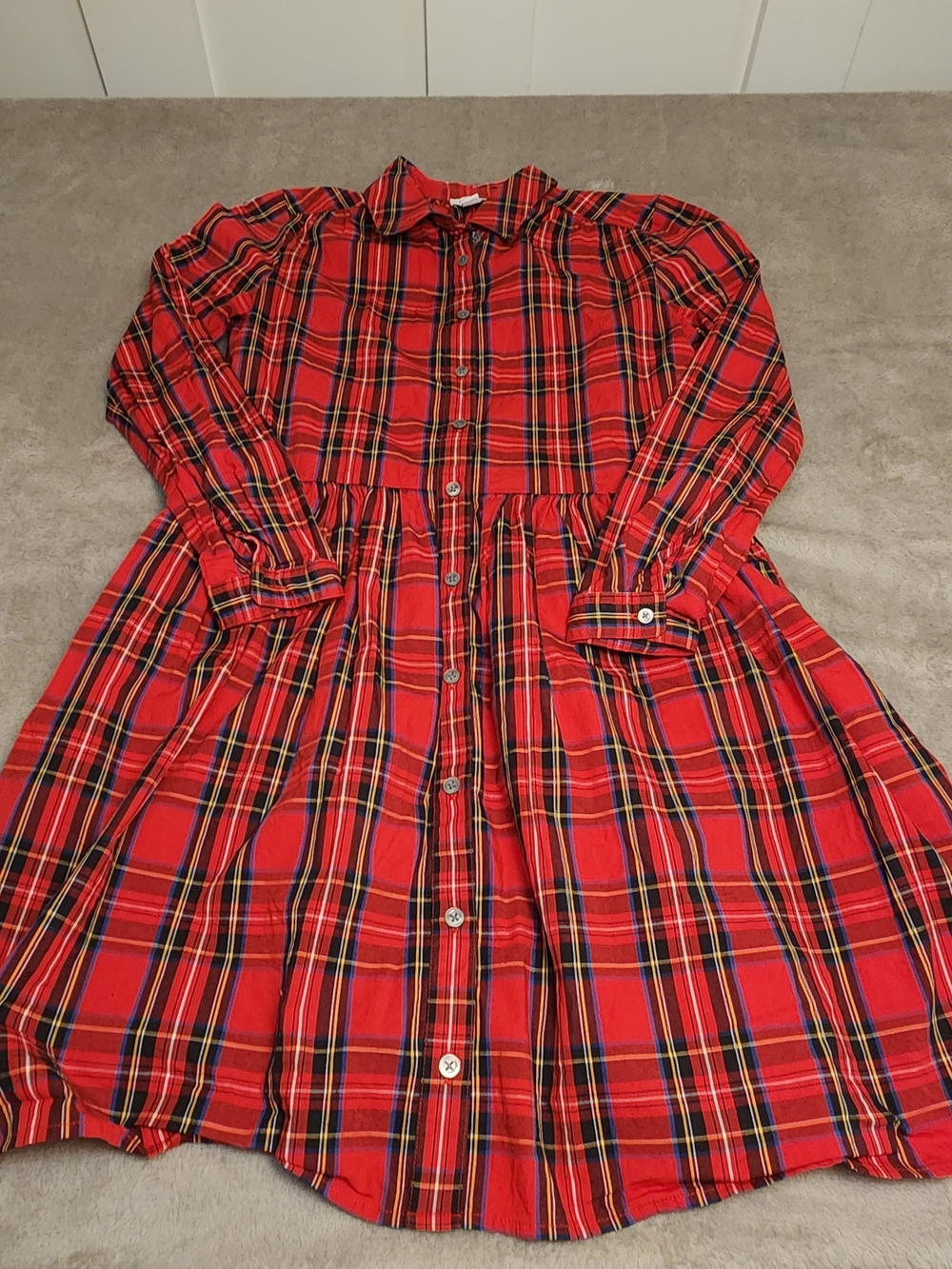 J. Crew Red Plaid Shirt Dress Size 2
